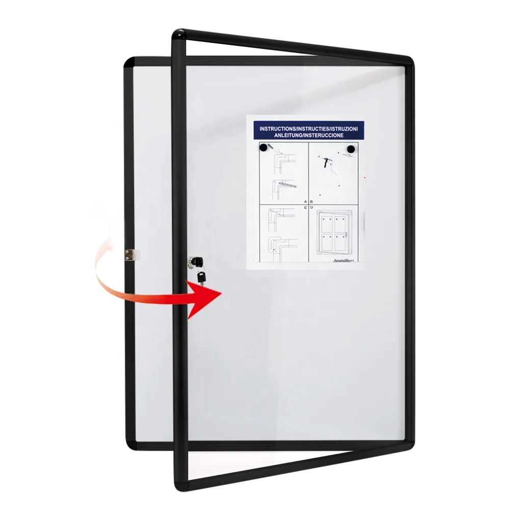 
Wholesale enclosed bulletin board aluminum frame magnetic whiteboard showcase wall mount lockable notice board 