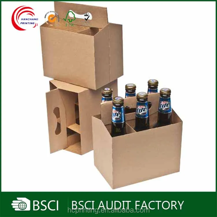 White cardboard 6 pack bottle beer carriers accept customization