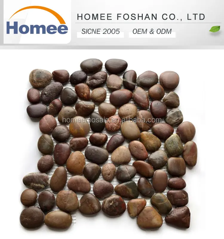 River Cheap Pebble Stone Tiles Chips Wash Price Brown Unpolished Pebble Stones Wall Finishes Kitchen Tile From Guangzhou