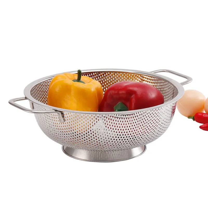 Stainless Steel Deep Footed Strainer Vegetable Basket Fruit Colander Used for Kitchen Sink