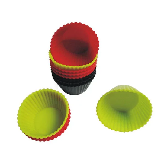 Набор из 12 круглых силиконовых чашек для кексов, вкладышей, формочек для маффинов, инструментов для выпечки, не содержит Бисфенол А, многоразового использования, разных цветов
