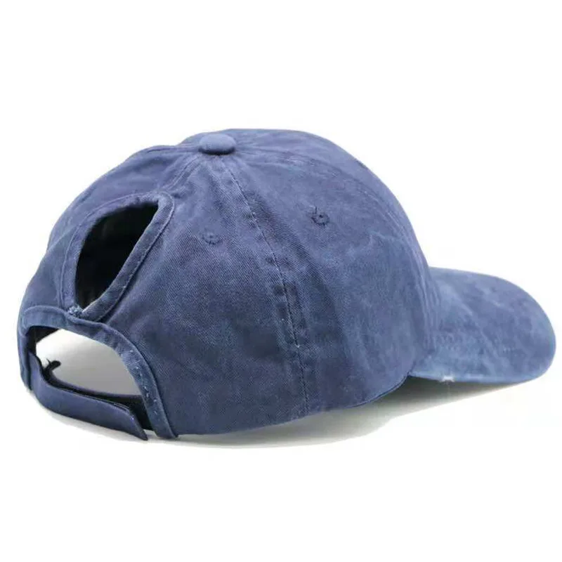 Fashion Custom Woman Washed Cotton Denim Ponytail Baseball Cap