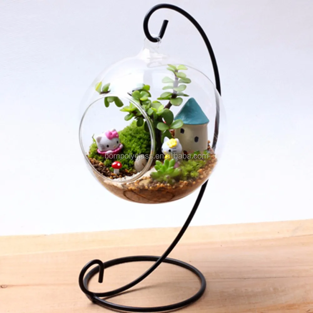 hot sale mouth blown glass with round bottom terrarium fish flower vase