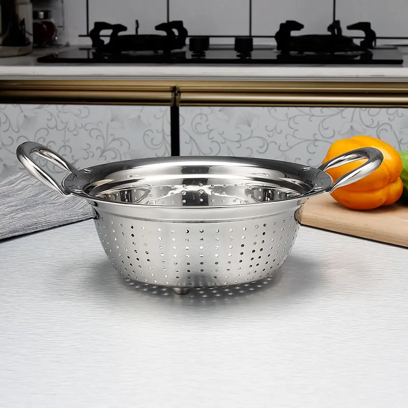 
Metal Colander Basket Fruit Vegetable Pasta Drain Strainer Stainless Steel Colander With Handles 