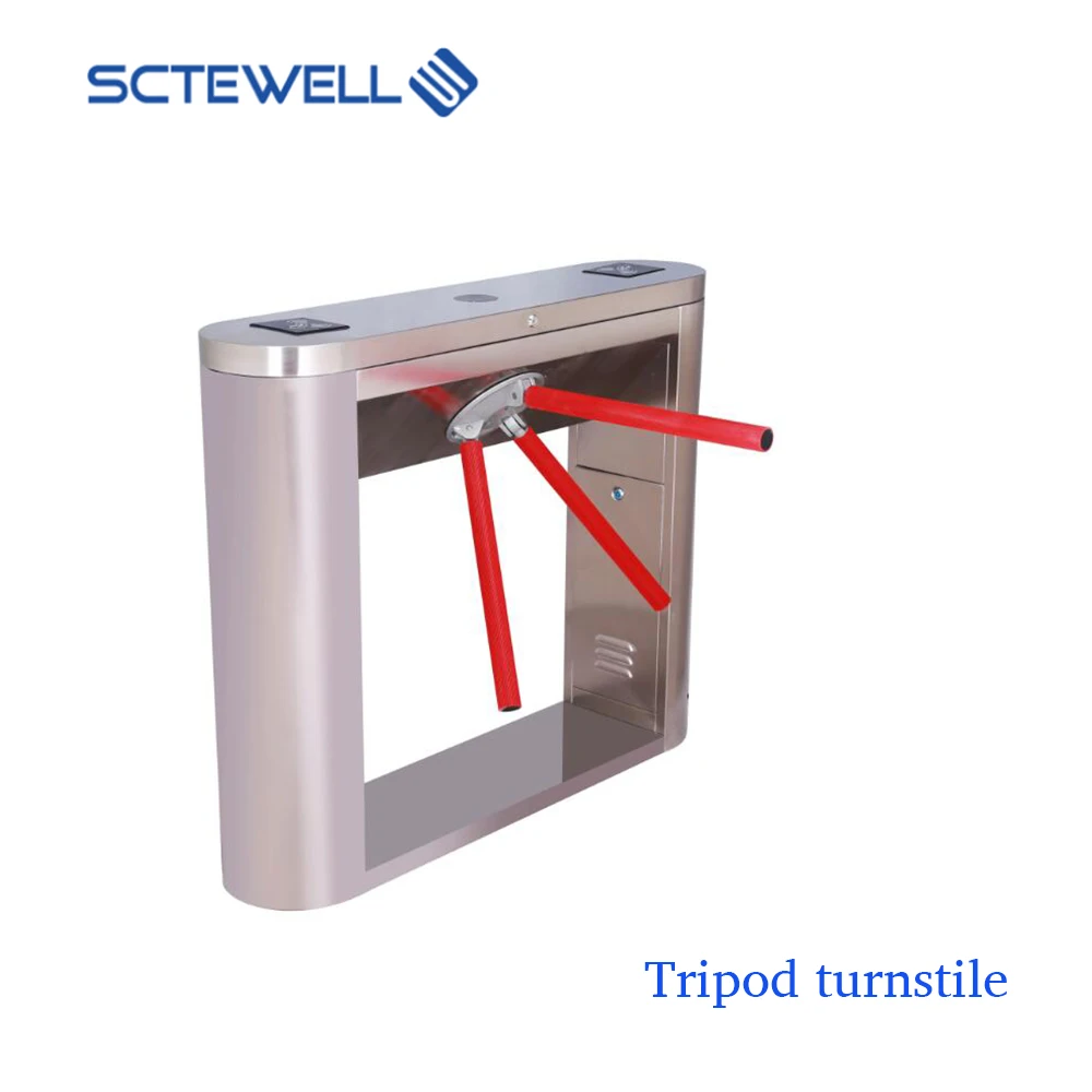 Security 304 Stainless Steel Tripod Turnstile Gates Drop Arm Turnstile QR Code Reader Three Roller gates Guangdong Manufacturer