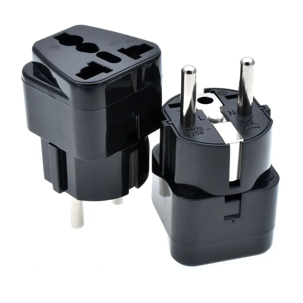 Schuko, Germany France Travel Power Adapter, Grounded European Plug - Type E/F Outlet, Adaptor for USA to Europe EU Socket