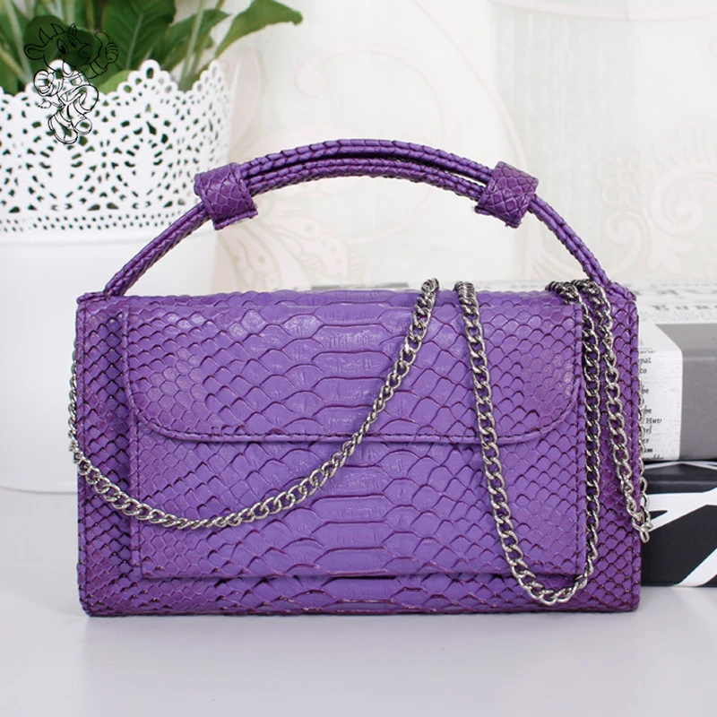 2022 Latest Fashion Snake Pattern Genuine Leather Ladies Shoulder Bags Clutch Purse Handbags From Turkey