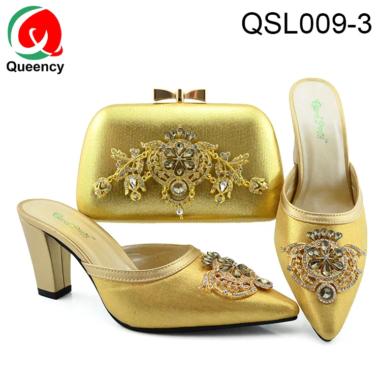 Queency African Shoes And Clutch Bag Set Evening Women for Nigeria Party