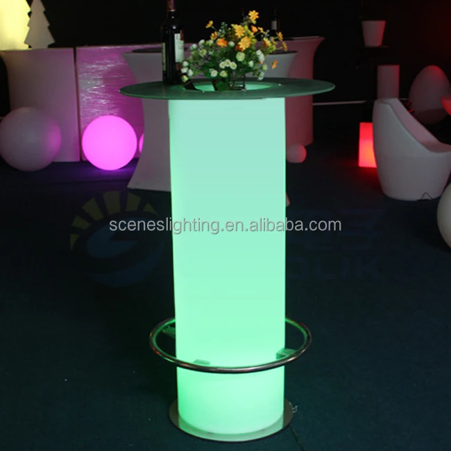 16 colors changing Cylinder shaped counter bar illuminated waterproof led bar table for nightclub