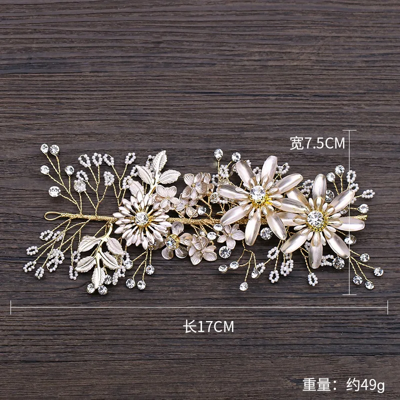 Wedding Bridal Clear Crystal Flower Hair Clip Accessories Gold Beautiful Bridesmaid Head Clip