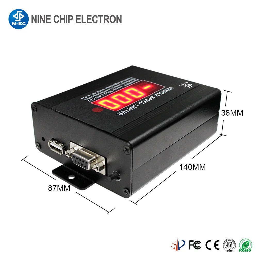 Vehicle speed limiter device and speed limiting machine and overspeed alarm