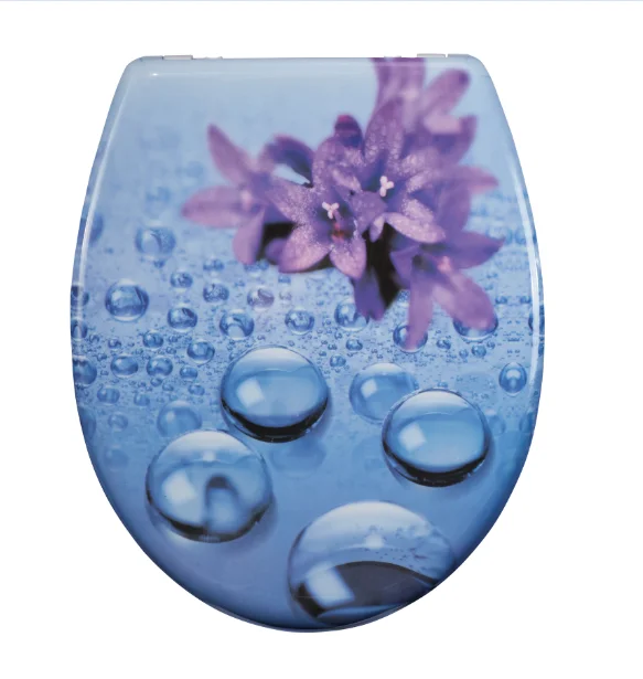 Decorated oval  shape  one button and quick release Duroplast toilet Lid