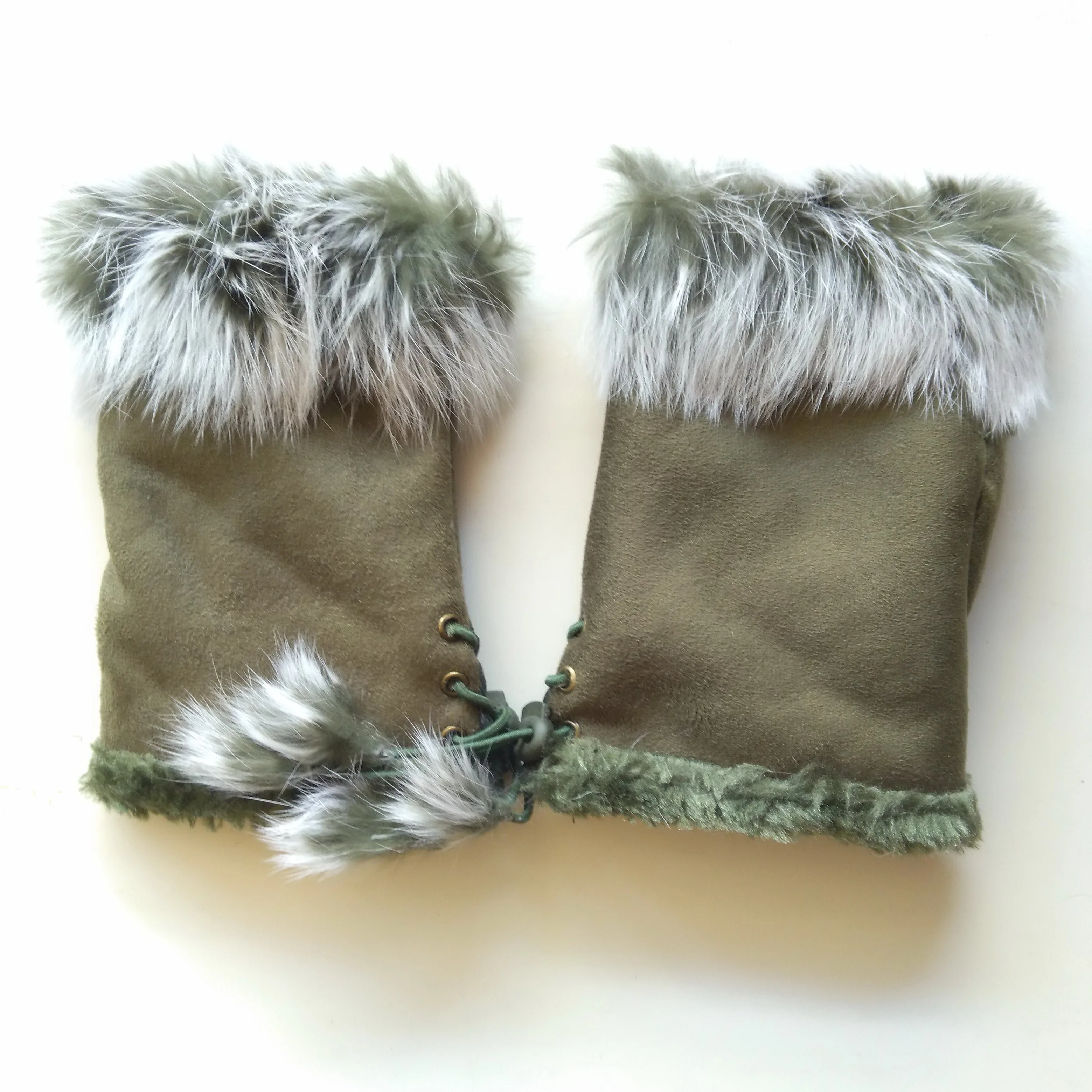 fashion warm faux fur fabric fingerless gloves ladies fashion mitten driving gloves