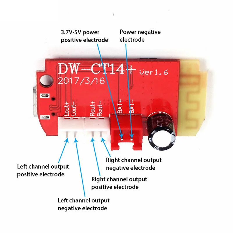 CT14 Micro 5.0 Stereo Wireless Power Amplifier Board Module 5V 5W+5W Mini with Charging Port