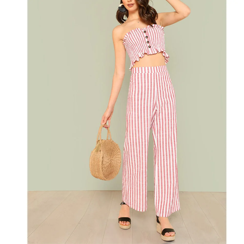 stripe palazzo trouser pants women