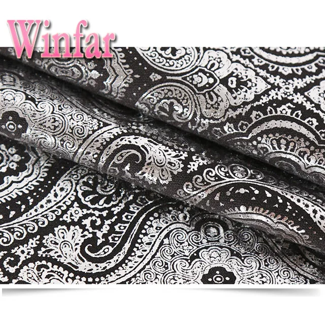 Shaoxing Textile Knit Hot Sell 94% Polyester 6% Spandex Scuba Silver Foil Print Fabric
