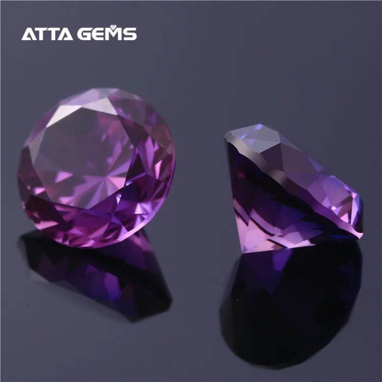 61# Round Brilliant Cut Purple Grape Synthetic Corundum Lab Created Purple Sapphire Gemstone for Sale