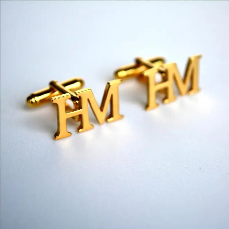 Wholesale Two Initial Cuff links Personalized Silver Cufflinks OEM