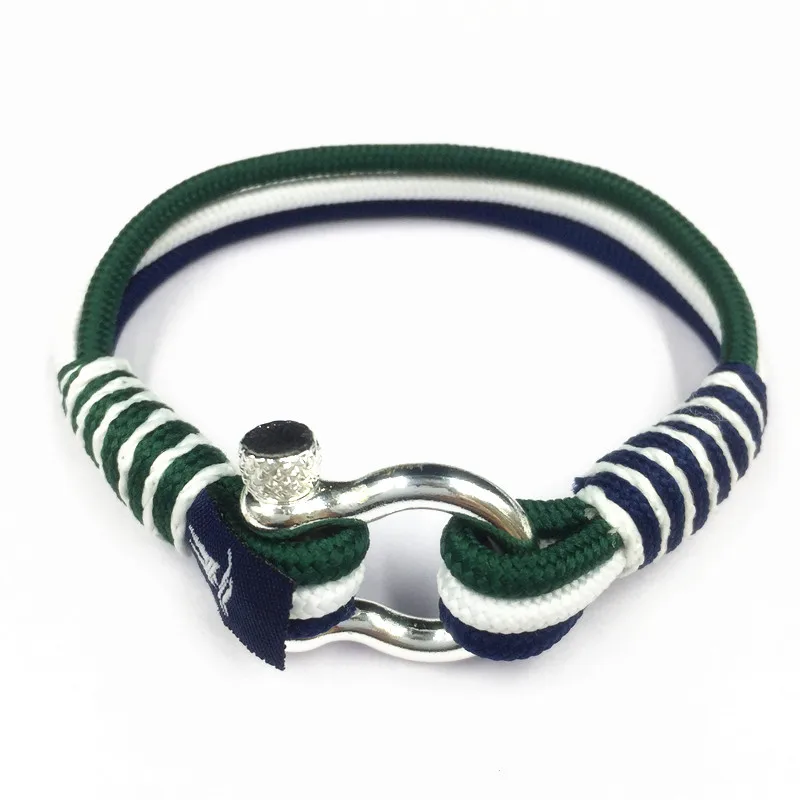 Online shop hot selling multi color cheap custom Shackle nautical rope bracelet men