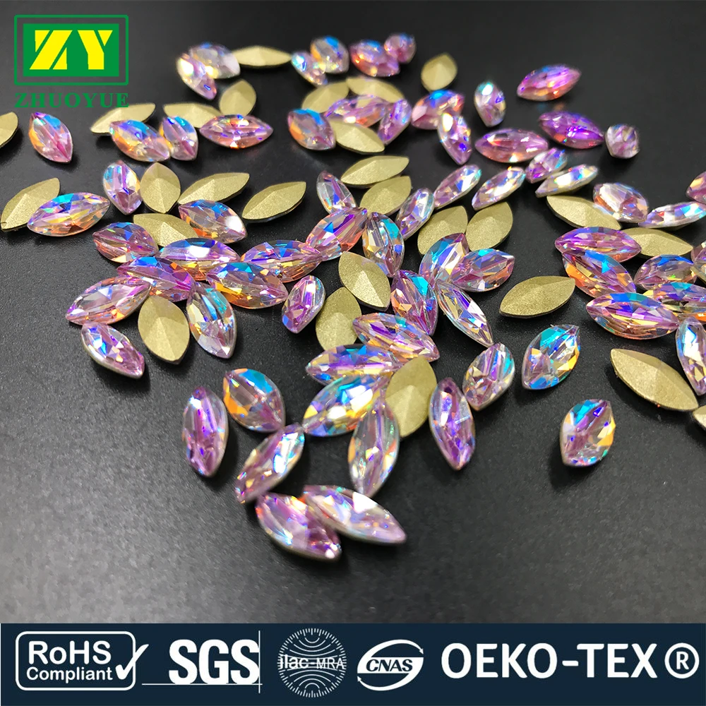 5*10mm Oval Top quality crystal k9 Material Cut fancy non hot fix rhinestone fashion accessories factory
