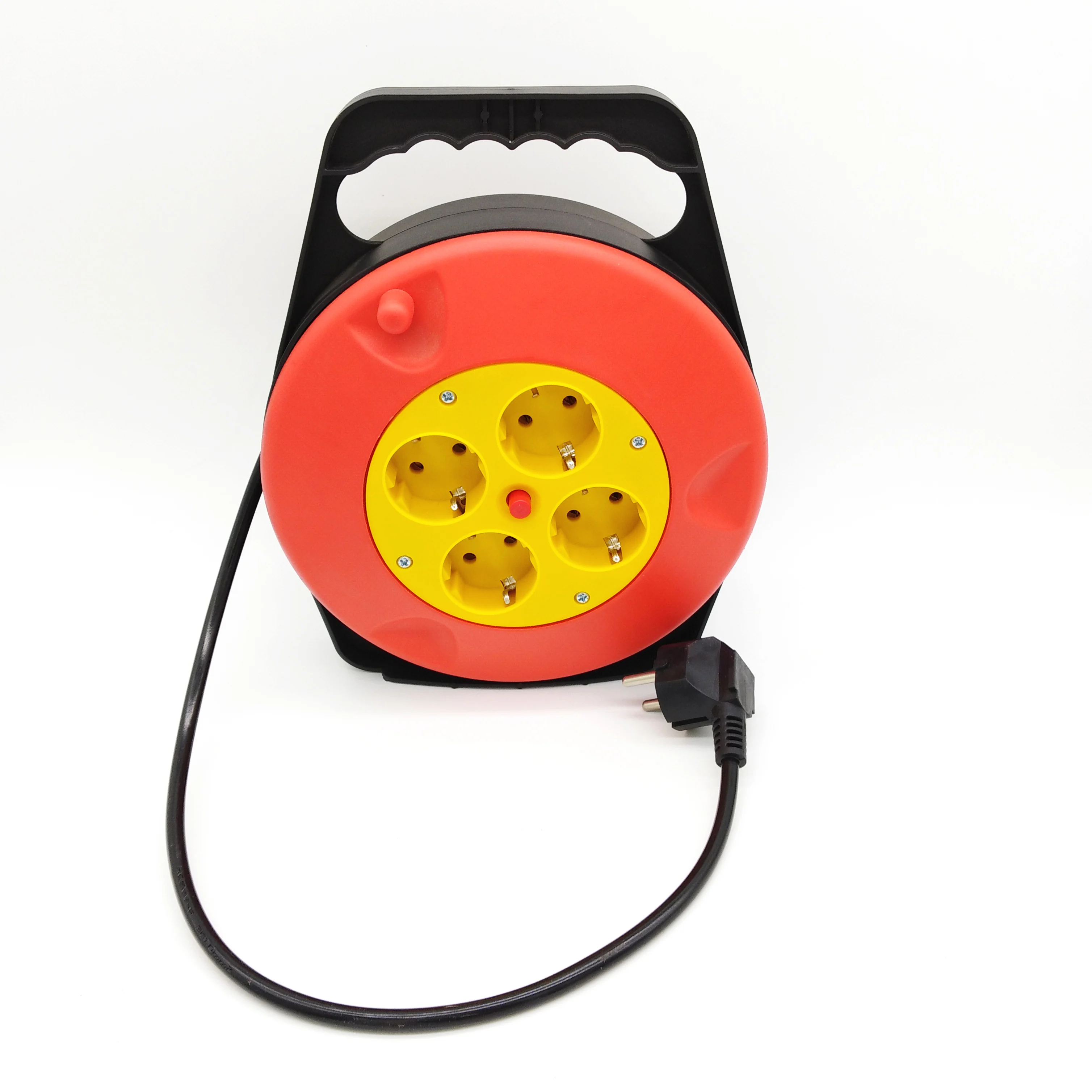 Eu Type Mini  Cable Reel 10m 4 Contact Sockets 2500w-3680w 10-16A/ 250v Electric Retractable Extension Cord Reel With Switch