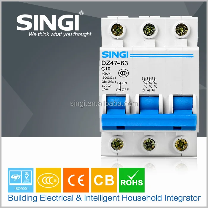 Professional factory 3 pole 10amp c45n 220/380v good quality MCB in Yueqing mini circuit breaker