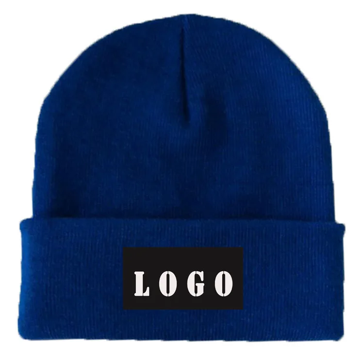 Fashion thick cuffed hats women knit winter beanie hats with custom logo
