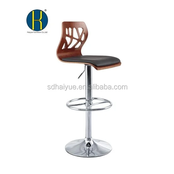 Danish-Designed New Black Leather Chair Plywood High Bar Stool Chair