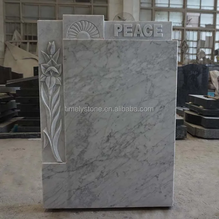 
Chinese Granite Carved Flower Weeping Angel Headstone 