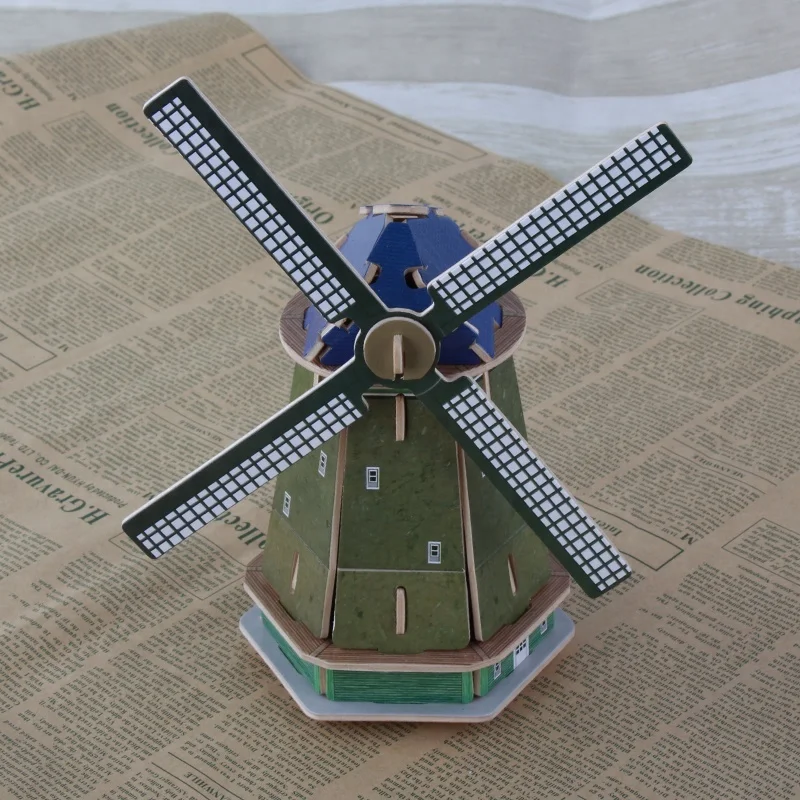 Wholesale factory educational kid DIY Wooden 3D Puzzle toys Physical landmarks jigsaw puzzle