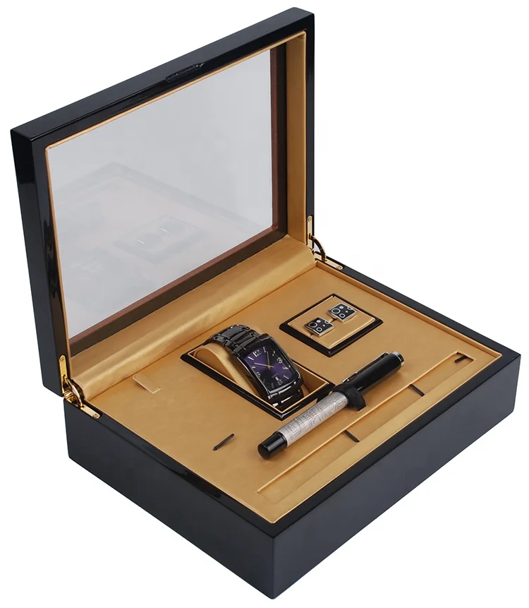 top grade high-gloss decorative gift watch wooden box cufflink