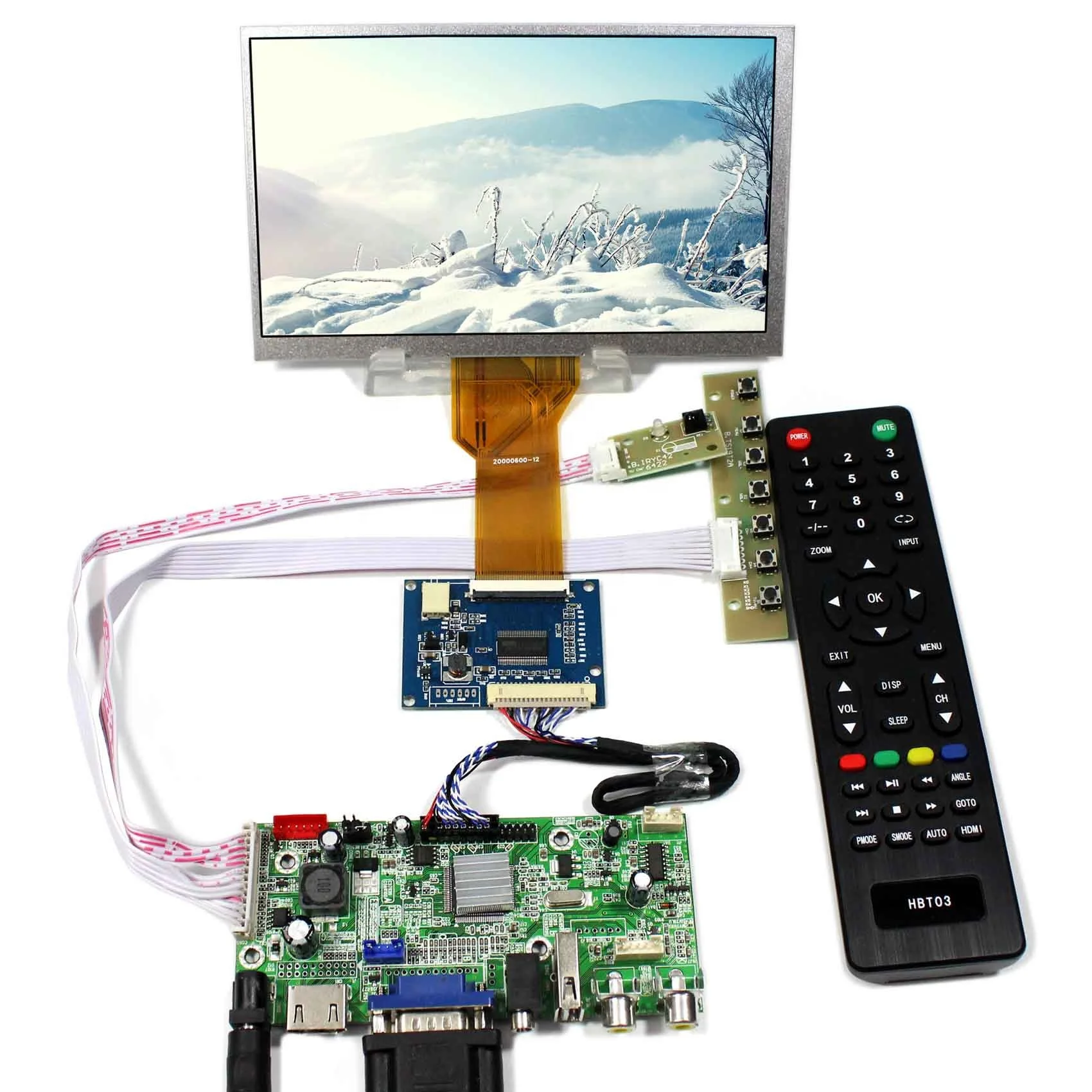 HDMI + VGA + AV + USB ЖК-контроллер Контроллер VS-V59AV-V1 с 7-дюймовым AT070TN93 800X480 ЖК-ЖК-экран + Пульт дистанционного упр