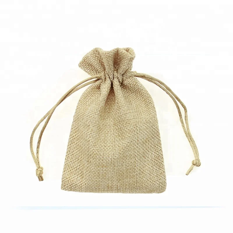 Wholesale price custom logo printed small burlap coffee pouch drawstring jute bag for rice