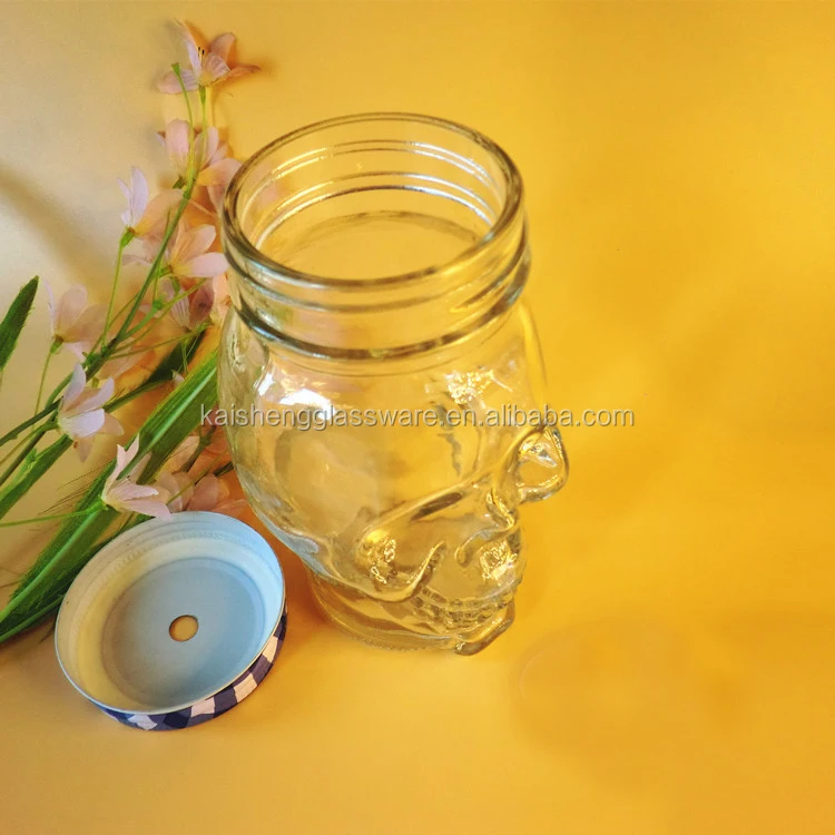 
Sublimation Drinking Without Handle Skull Shaped Beer Glass jar 