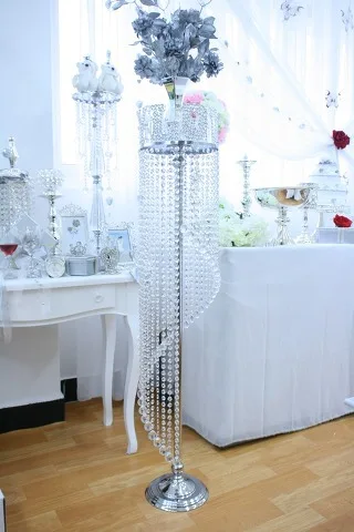 
Wedding decoration crystal Tall Silver Flower Stand Wedding Lead Road Crystal chandelier centerpieces for wedding table 