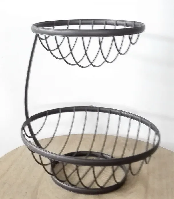 2 tier fruit basket black