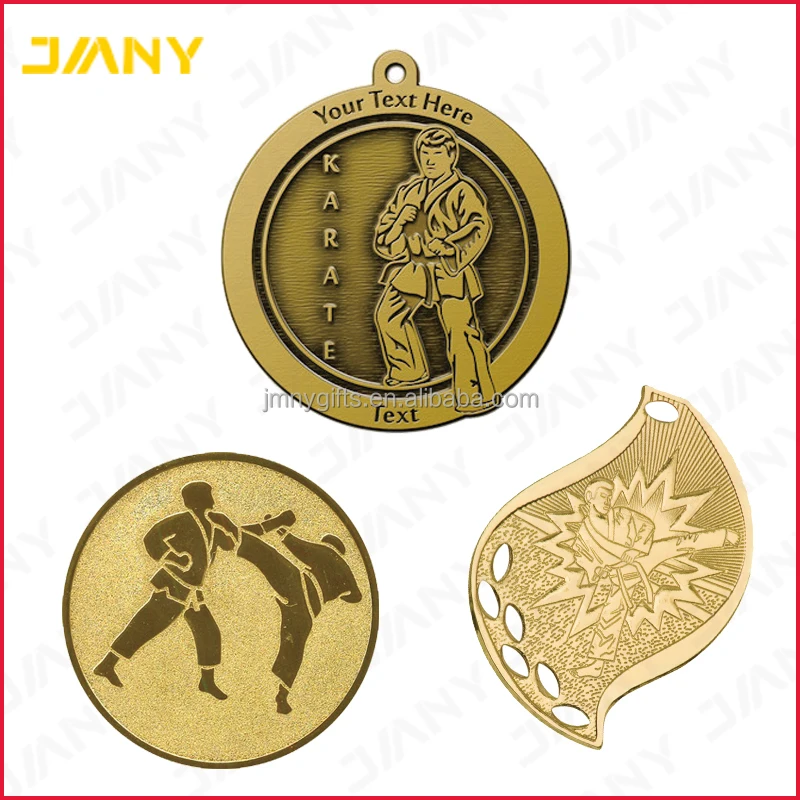Custom Made Wholesale Gold Plated Metal Award Karate Medal