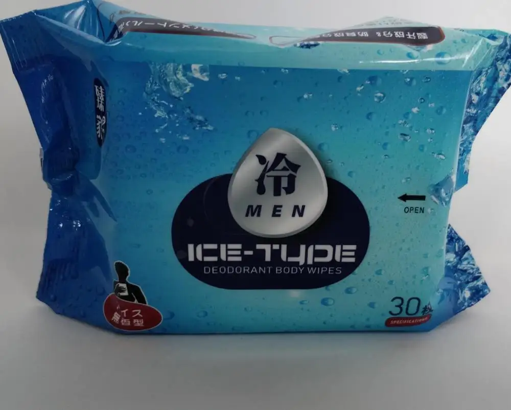 Portable Ice Cooling Adult Wet Wipes Alcohol-free deodorant body wipes