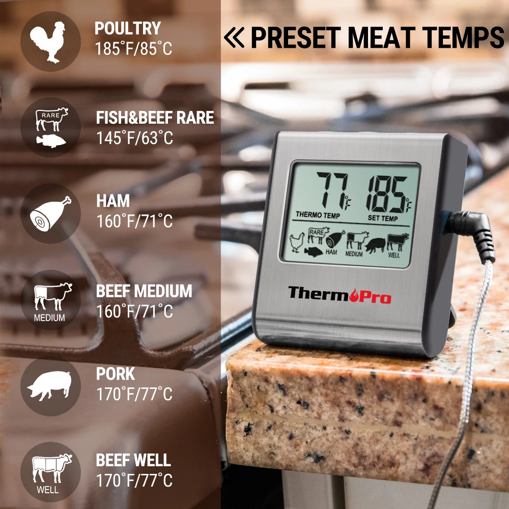 Thermopro TP16 Digital Instant Read BBQ Meat Thermometer with Cooking Thermometer Probe