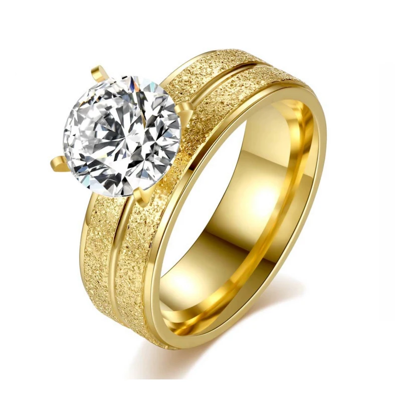 Hot Selling Personalized Four Claw Crystal Diamond Rings For Sale Cuff Stylish Finger Rings Mens Titanium Steel Rings