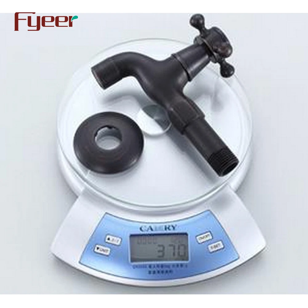 Fyeer Solid Brass Wall Mounted Black Bibcok with Cross Handle