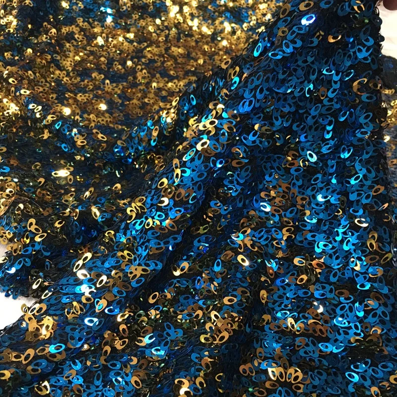 luxury all over bright shining sequin lace fabric 9mm sequins embroidery design shiny lace for party dress or clothing