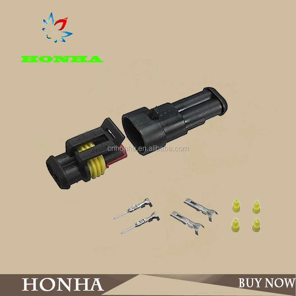 Amp Tyco TE 2 контакт. способ запечатаны водонепроницаемый электрический провод разъем комплект