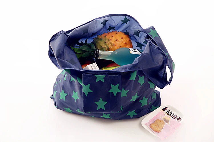 promotional wholesale customized printed recycled polyester foldable folding shopping tote bags