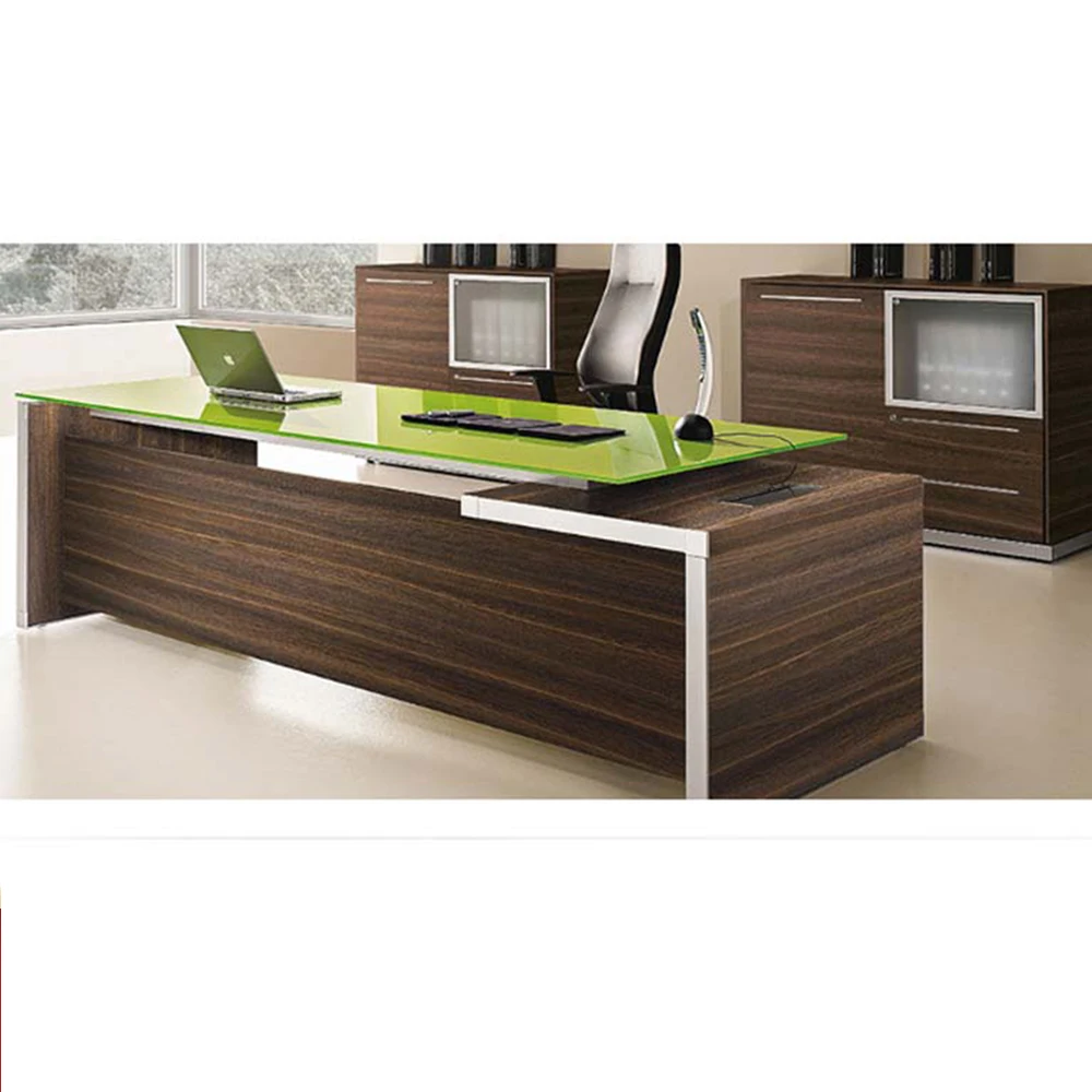 latest simple design modern desk workstation high gloss glass top office computer table