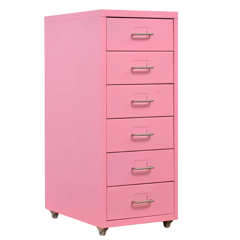 Металлический цветной шкаф для хранения с 6 ящиками, с колесами, стальной мобильный шкаф с выдвижными ящиками