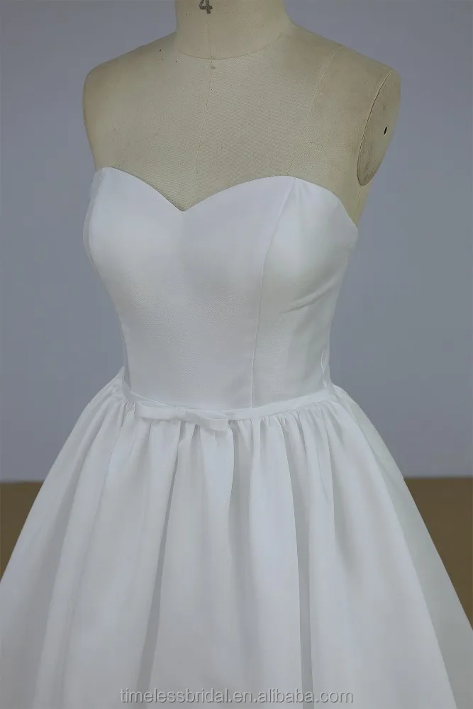 Strapless white color ball gown mikado wedding dress bridal gown