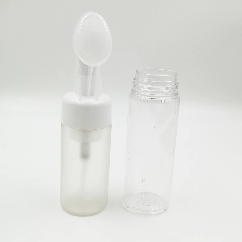150ml Plastic PET foaming Cleanser Pump Bottle With Massage Brush Head