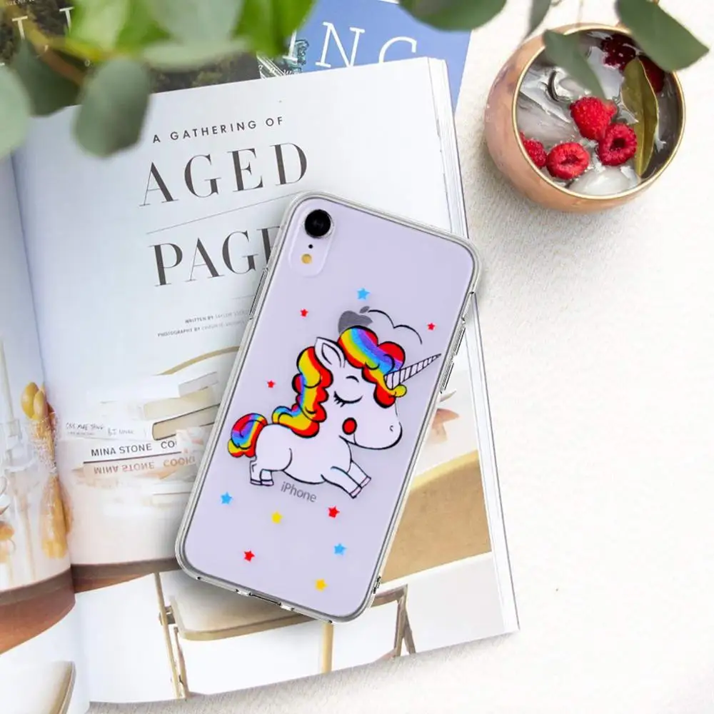 On For IMD Printing Unicon Design iPhone XR XS Cute Animal Style Transparent Protective Soft TPU Rubber Phone Case