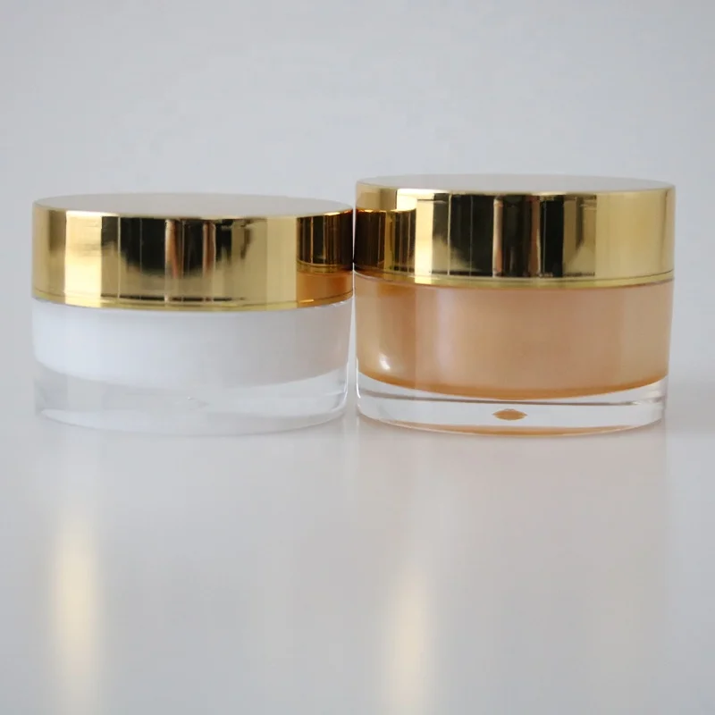 
custom round container with gold cap cosmetic 30g acrylic cream jar 1 oz jar for skin care 